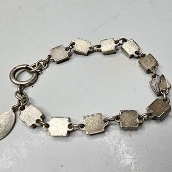 La Vie Parisienne France 7" Silver Tone & Pearl Square Link Bracelet - Picture 4 of 4